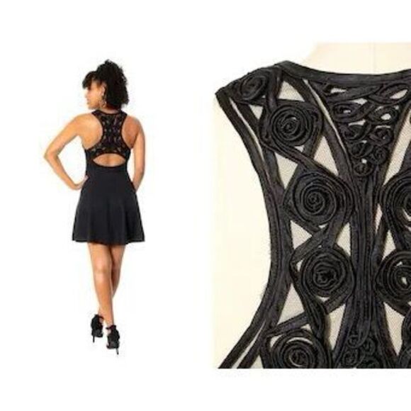 Vintage Jessica McClintock Gunne Sax 90’s Little Black Mini Racerback Dress 7/8 - Picture 1 of 11